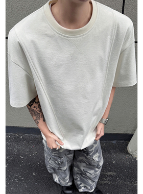 2026 夏季新款 港风外景黑墙大码圆领短袖T恤M-5X HT26238-特P15