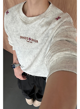 2026 春季新款 港风内景大码华棉刺绣圆领卫衣M-5X HW26252-特P35