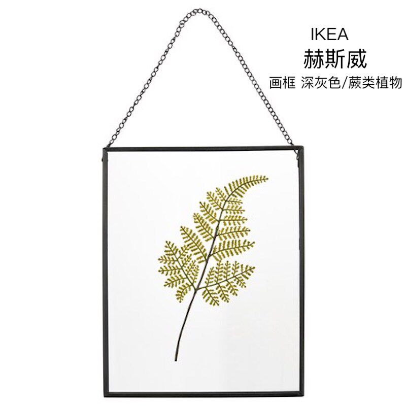 IKEA宜家赫斯威画框相框挂墙装饰壁饰深灰色/蕨类植物摆挂2用特价