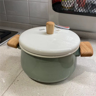 卡斯鲁带盖锅绿色3公升汤锅奶锅通用搪瓷锅具 IKEA0宜家国内代购