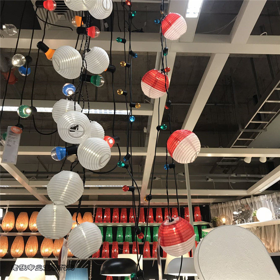 IKEA 宜家 索文顿 LED灯串12个灯泡, 户外产品, 太阳能 红色/白色