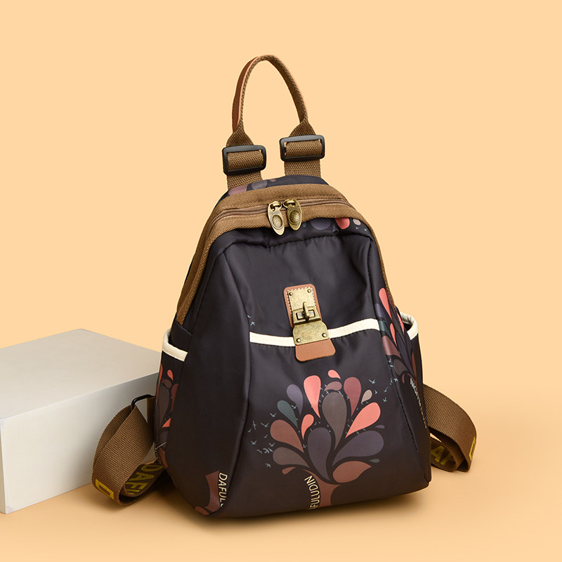 潮流印花大容量双肩包秋季新款时尚休闲牛津布女士背包通勤旅行包