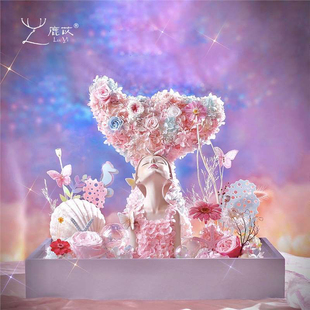 永生花美人鱼亚克力礼盒生日礼物玻璃罩情人节礼品礼盒圣诞节