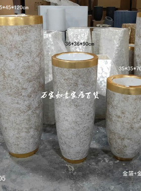 金箔玻璃钢落地大花瓶新品上架