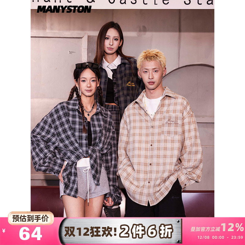 MANYSTON美式复古长袖休闲衬衫男