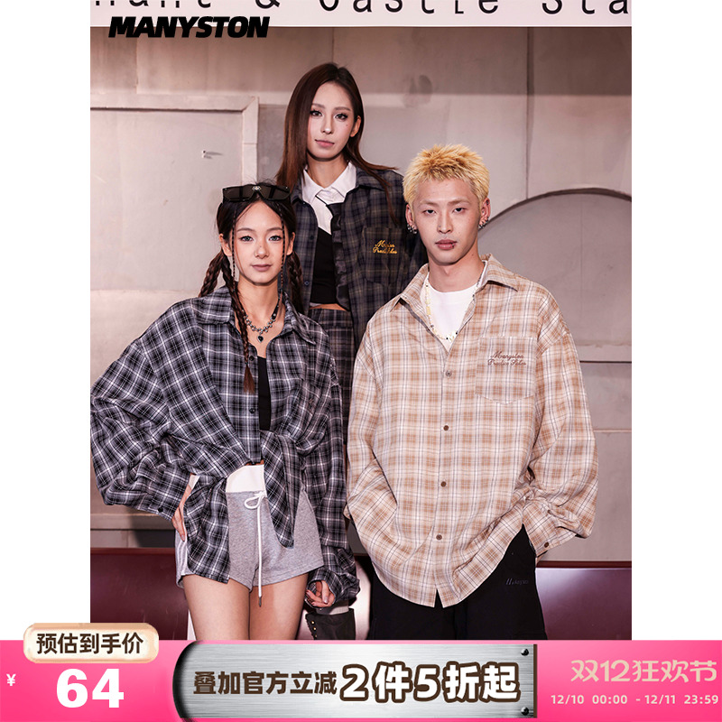 MANYSTON美式复古长袖休闲衬衫男