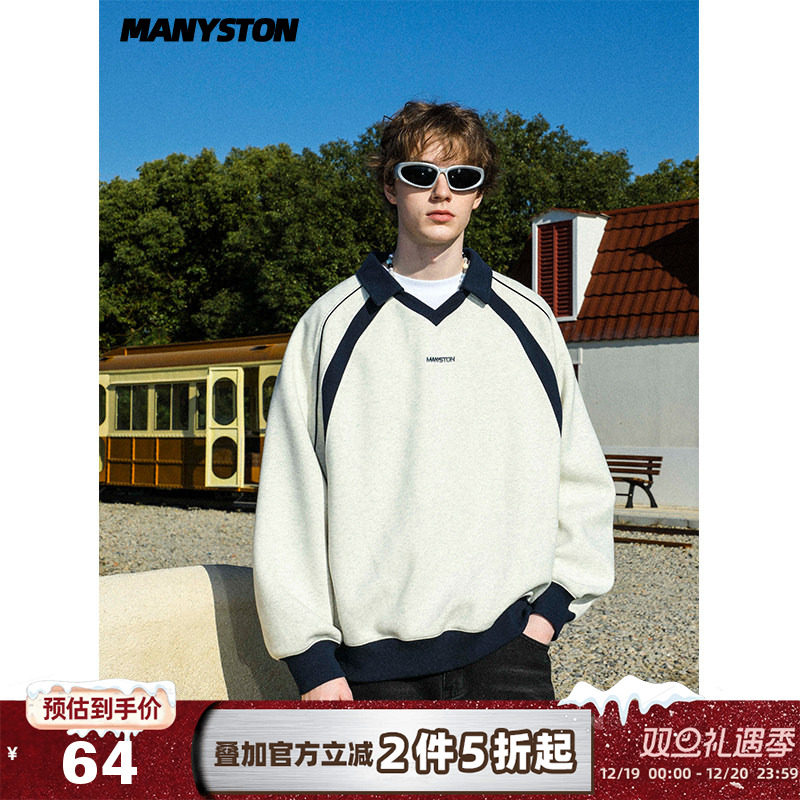 MANYSTON美式春秋套头卫衣情侣款