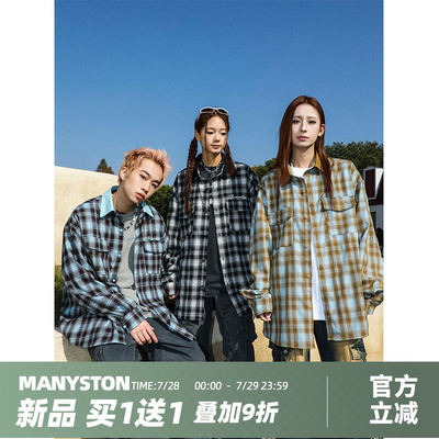 MANYSTON美式复古长袖衬衫外套男