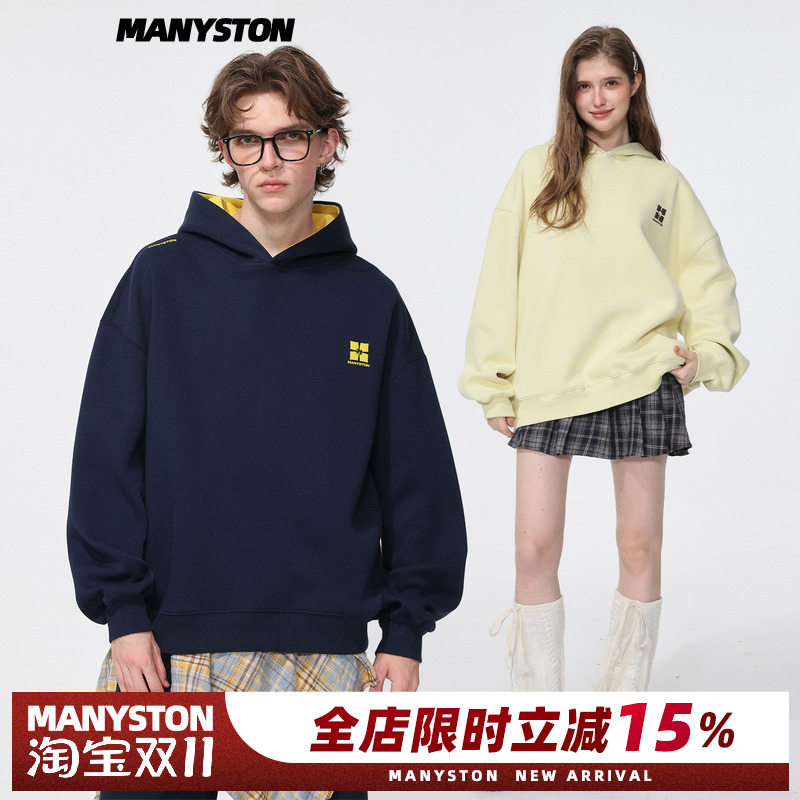 MANYSTON美式450g重磅连帽卫衣男