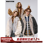 冬季 复古毛领棉服男款 MANYSTON美式 情侣保暖棉衣外套 九尾同款