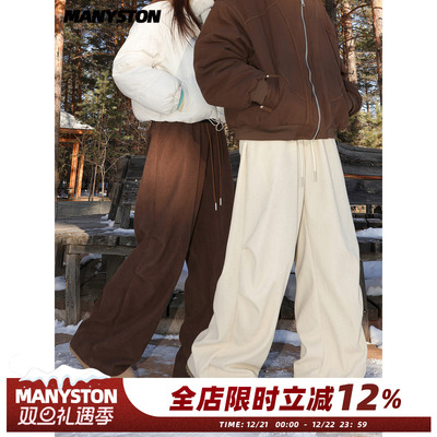 MANYSTON美式加绒棉裤男款冬季