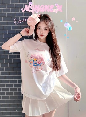 MINGNEM明梦企划「藏在贝壳里的深蓝童话」多彩印花甜美风短袖
