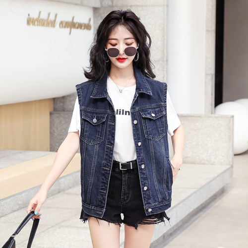 大码背心宽松短款显瘦牛仔马甲女