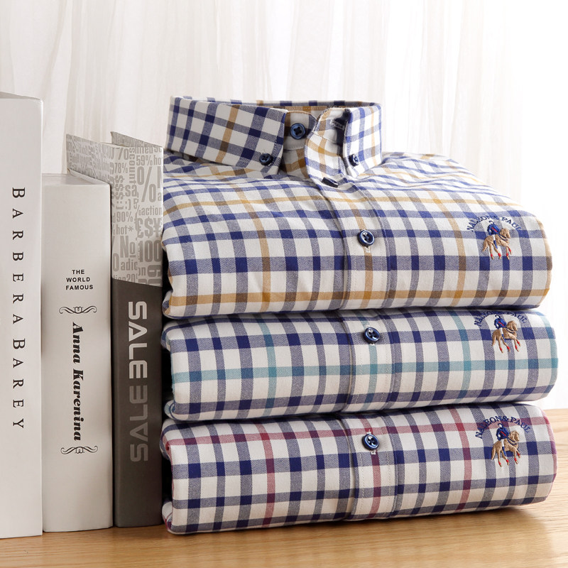 保罗纯棉磨毛加绒加厚格子衬衣