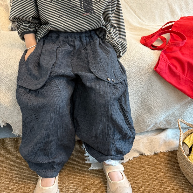 儿童春款长裤宝宝中性款韩版贴袋休闲裤FK072