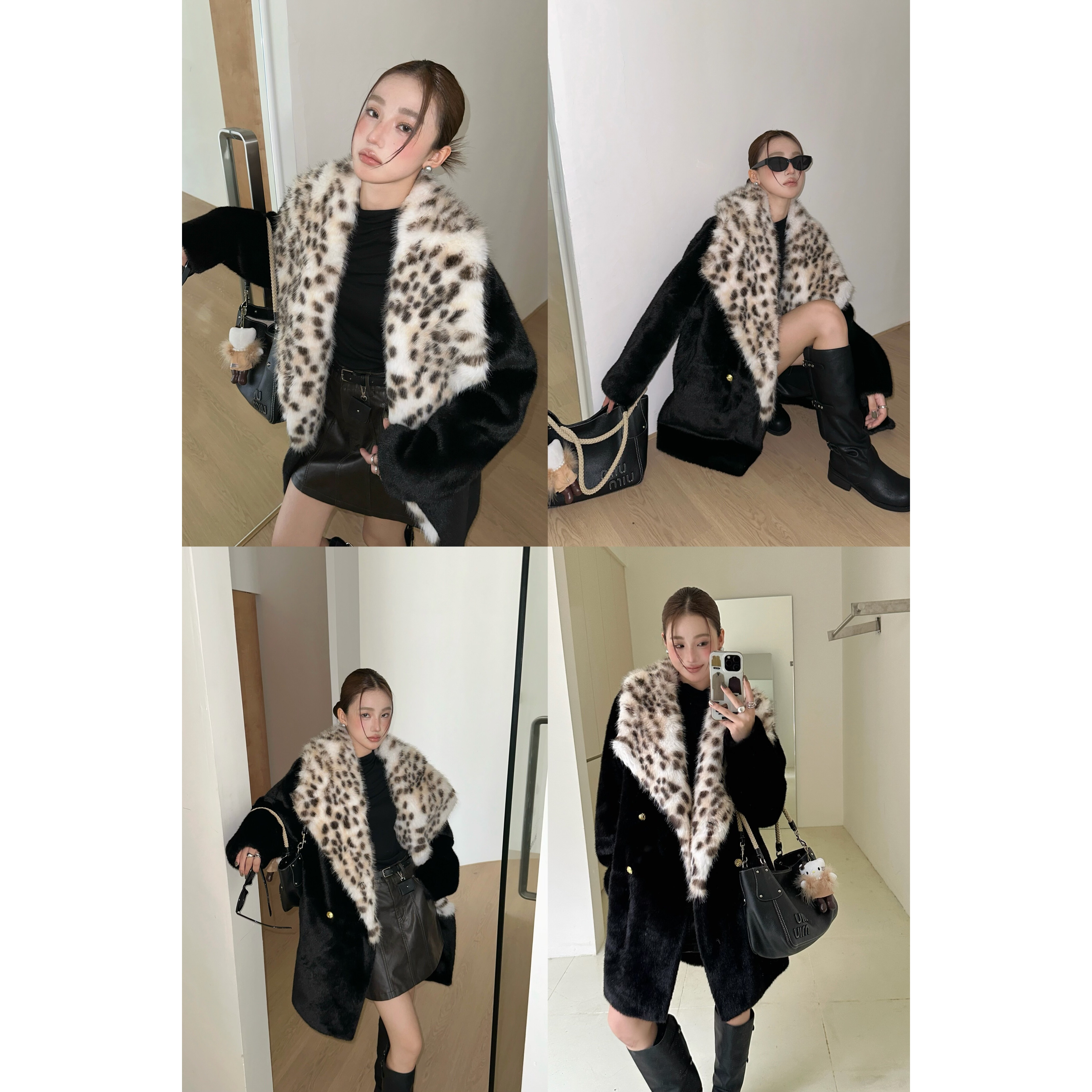 狂想曲 冬季新款仿水貂翻领中长款外套时髦高级感环保皮草大衣女