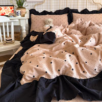 Class A floral crinkled lace lace four-piece set bed skirt, dormitory quilt cover, bed sheet, girlish heart bed three-piece set supplies thumbnail 4