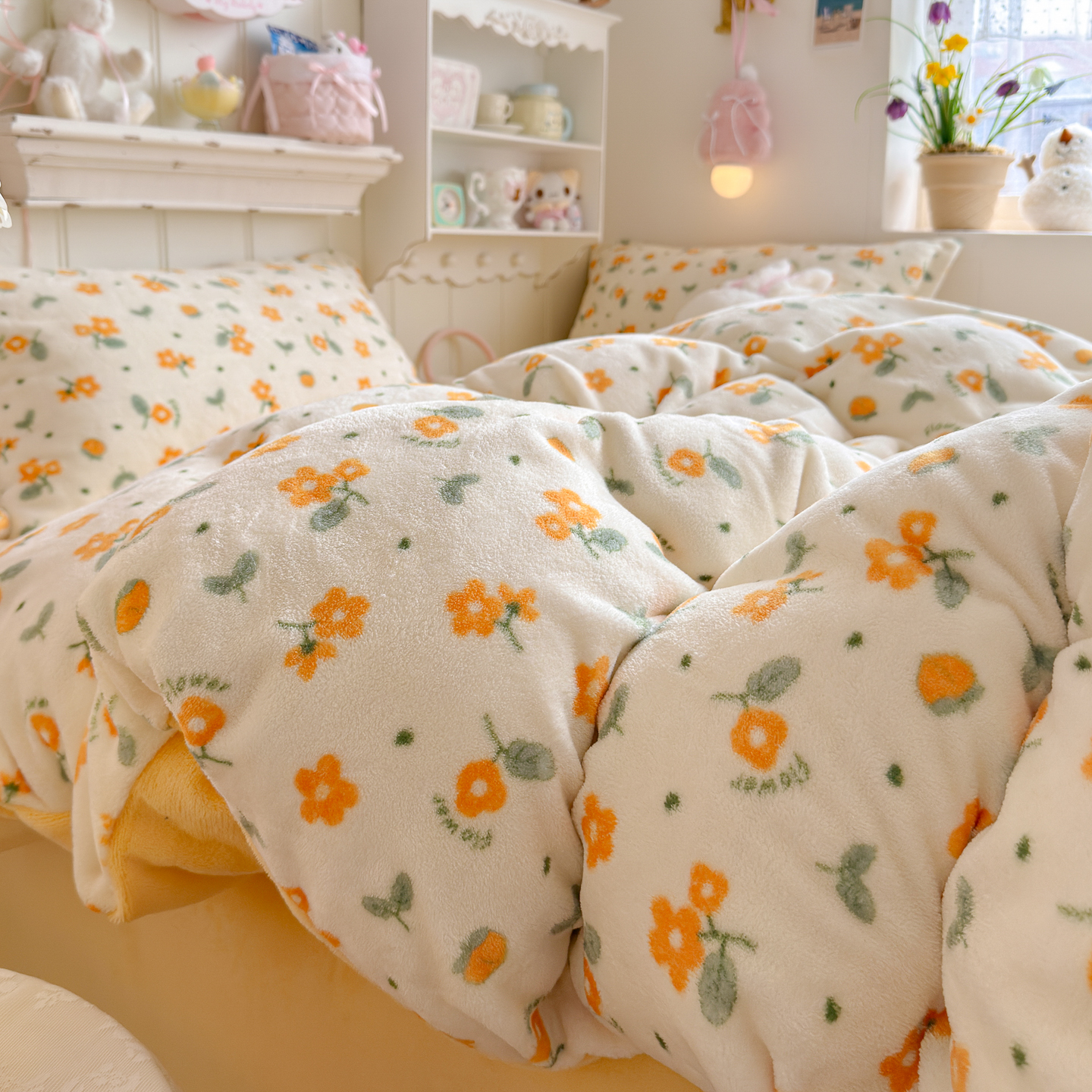 ins加绒小碎花珊瑚绒单件被套双面绒牛奶绒宿舍法兰绒150*200*230