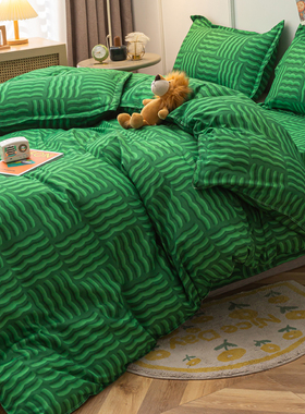 春季绿色被套单件学生宿舍单人双人150x200x230被罩1.5m1.8米被单
