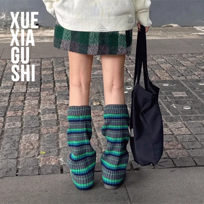 【彩条喇叭显瘦袜套】