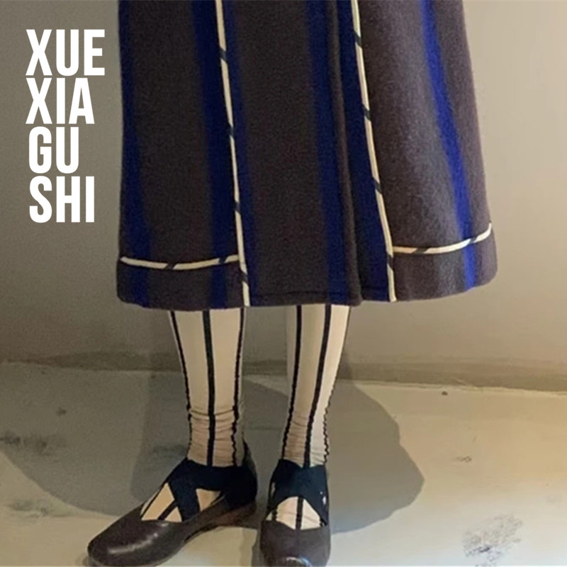 奢簰同款～美拉德复古条纹小腿袜