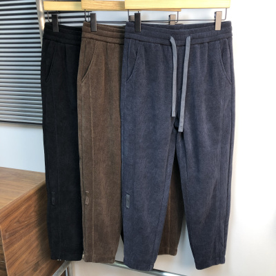 灯芯绒裤子男秋冬季加绒加厚束脚重磅卫裤高端条绒贴标蓄热休闲裤