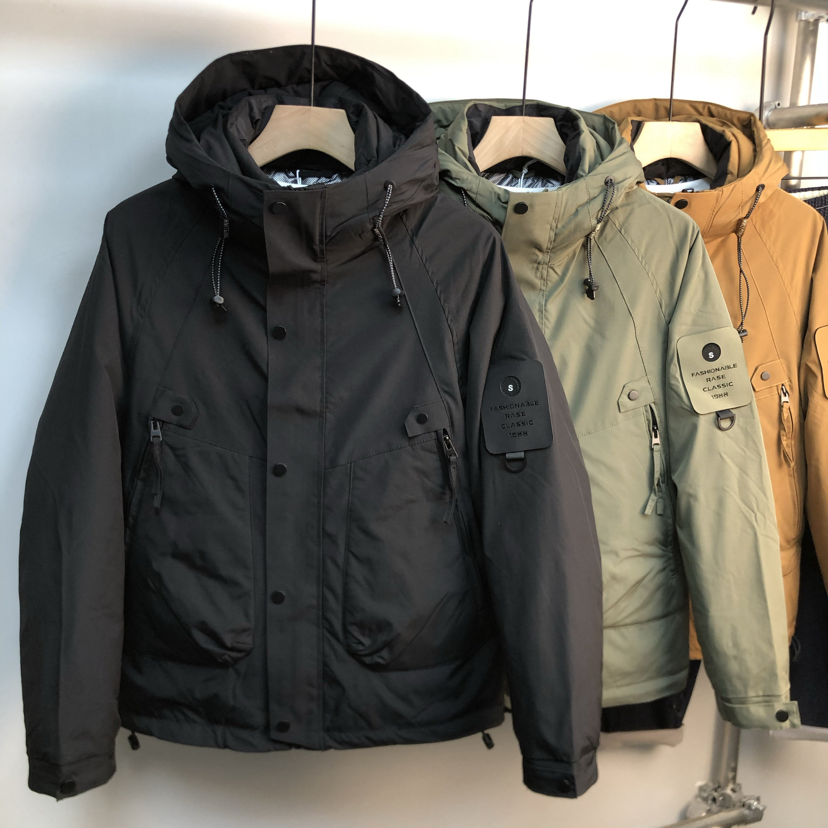 韩版新款90白鸭绒工装羽绒服男户外防风连帽冲锋衣加厚保暖外套潮