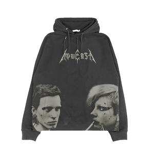 OWENST20FW原创限定美潮人像卫衣黑色拼接丝网印暗黑卫衣Vintage