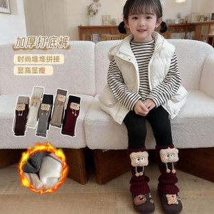 袜 加厚九分纯棉外穿保暖可爱女宝裤 女童打底裤 套袜一体加绒秋冬季