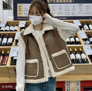 美拉德韩系颗粒绒毛马甲女秋冬皮毛一体外穿小个子加厚无袖背心潮