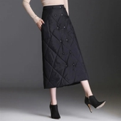 高腰大码 冬季 半身裙中长款 加厚保暖羽绒棉裙子裙显瘦遮跨挡风冬裙