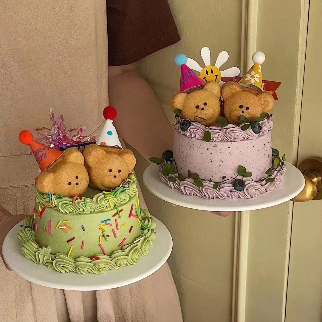 日本cotta立体小熊费南雪玛德琳涂层烤盘小熊太阳花蛋糕装饰插牌