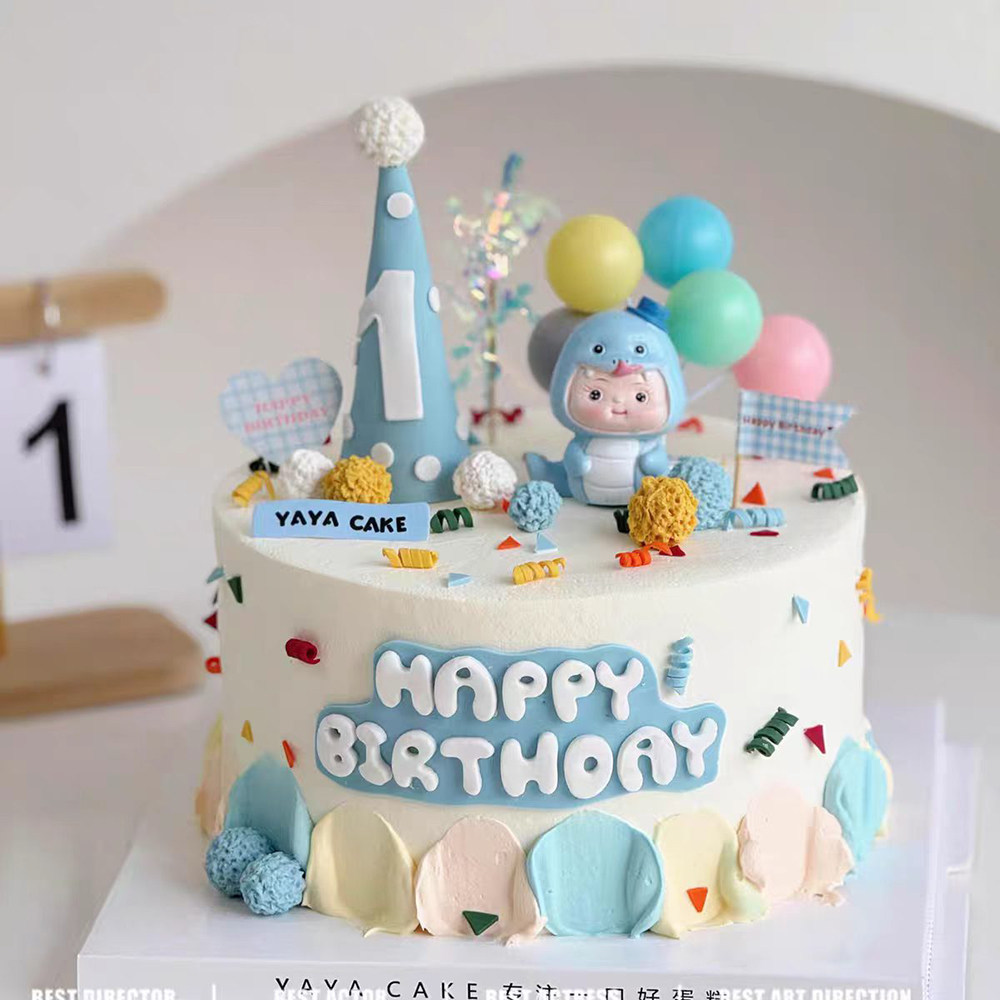 蛇宝宝生日蛋糕装饰摆件男宝满月周岁宝宝百天生日甜品装饰插牌