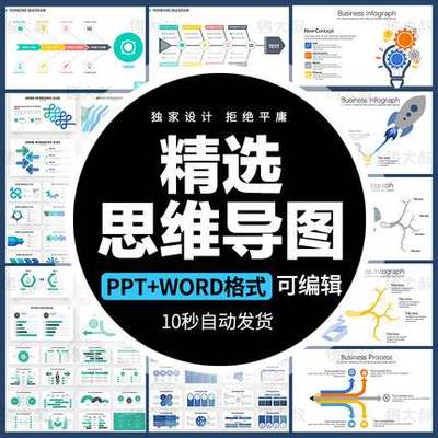 ppt可视化思维导图word模板图表数据流程图时间轴表格分析图素材