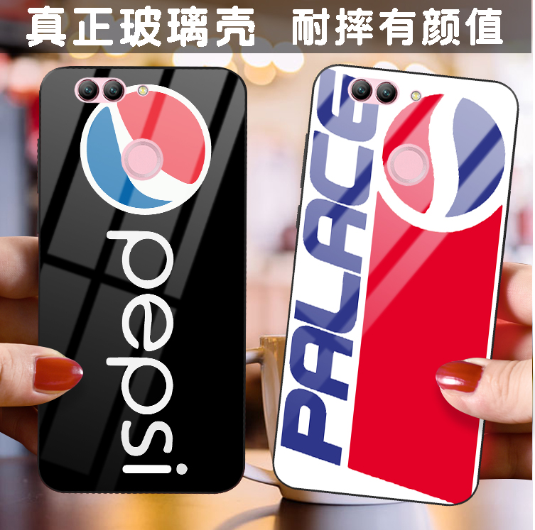 创意百事可乐个性玻璃壳华为nova2s潮plus镜面nova3i手机壳nova4(用28元券)