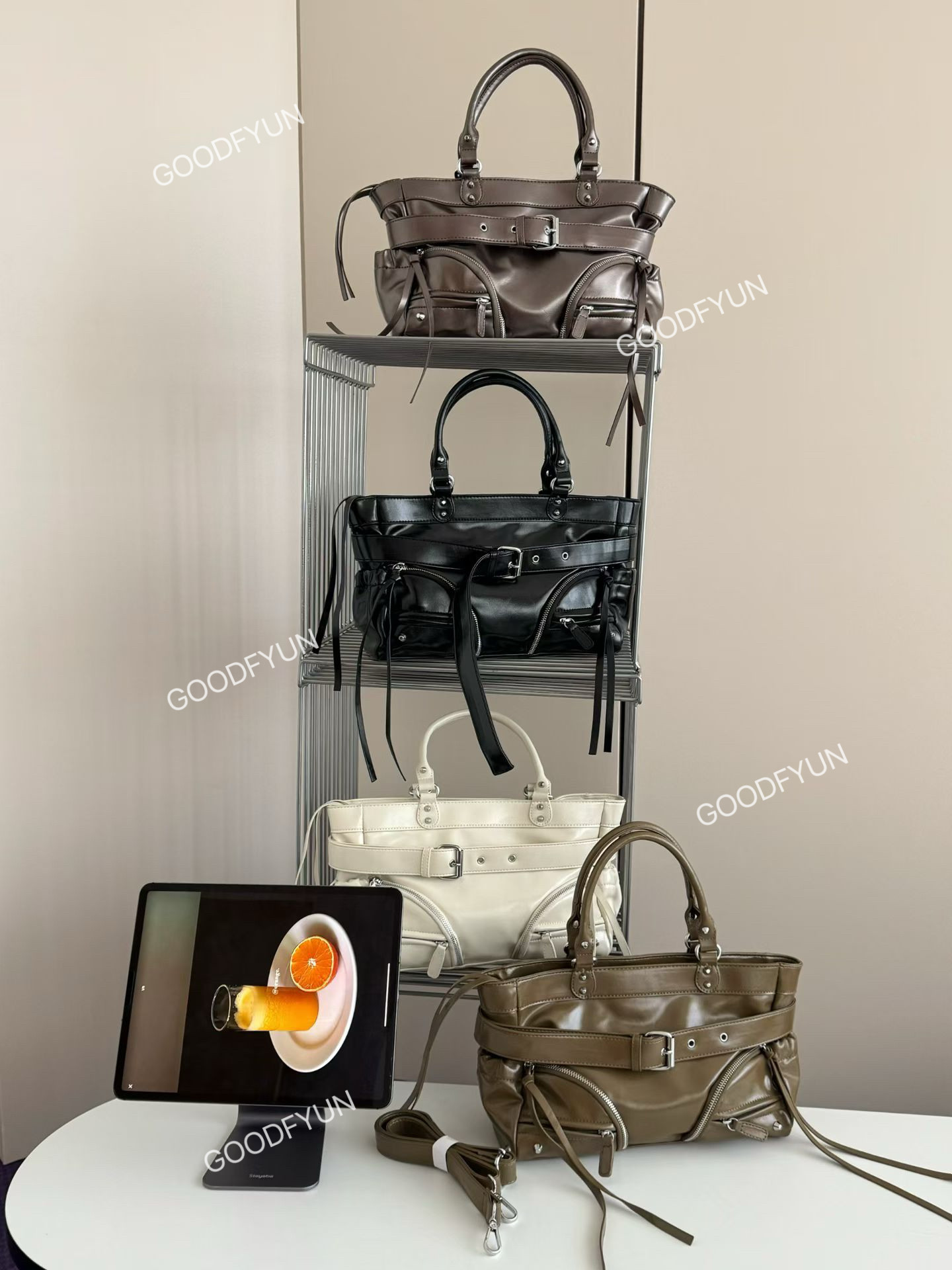 2025新款时尚百搭甜酷辣妹机车多口袋手提单肩包小众设计手提包包,箱包皮具/热销女包/男包,单肩包,淘宝优惠券,粉丝福利购,淘宝优惠卷