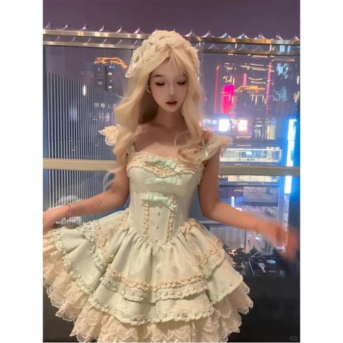 小少女蓓蕾狗短jsk吊带生日成人礼礼服蓬蓬裙lolita连衣裙短腰