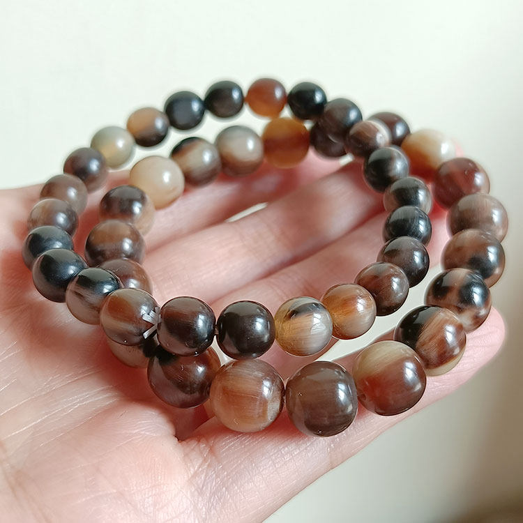 通货微瑕天然牦牛角手串小手链真佛珠文玩女士民族风单圈简约饰品