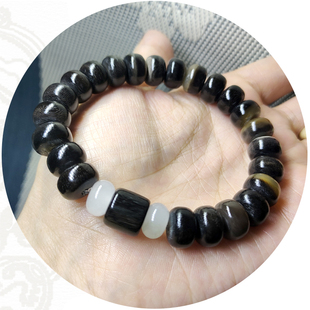 真品黑驴蹄子文玩手链女士手串鱼籽纹8-12mm珠子算盘珠民族风饰品