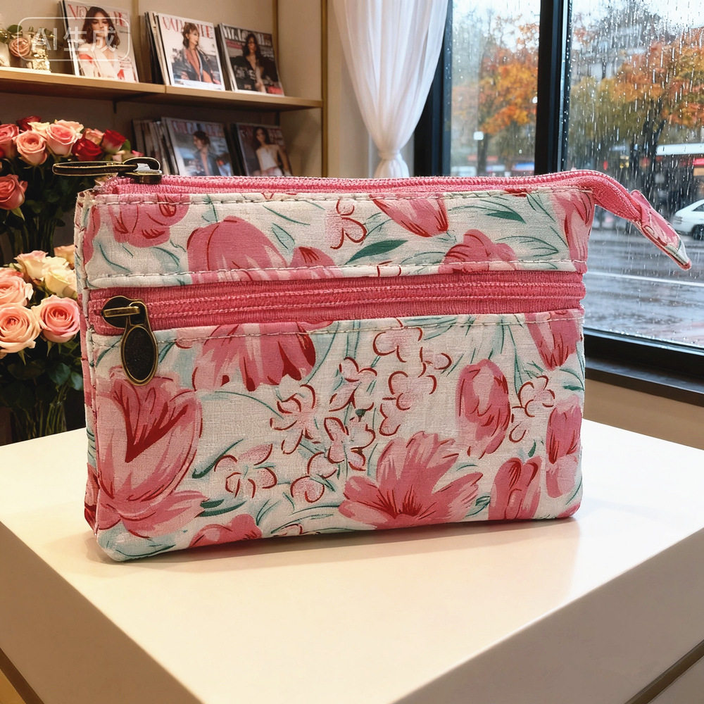 清新田园风油画风双拉4层棉布零钱包女生硬币袋银子袋证件包卡包,箱包皮具/热销女包/男包,手拿包,淘宝优惠券,粉丝福利购,淘宝优惠卷