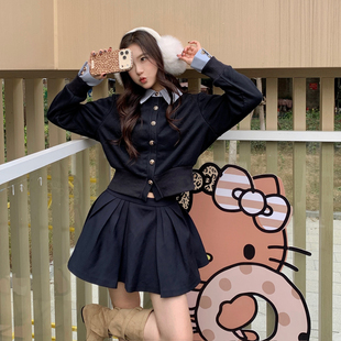 25AW OCEAN 芭蕾风百褶裙撞色拼接假两件衬衫 领开衫 OUT 外套装