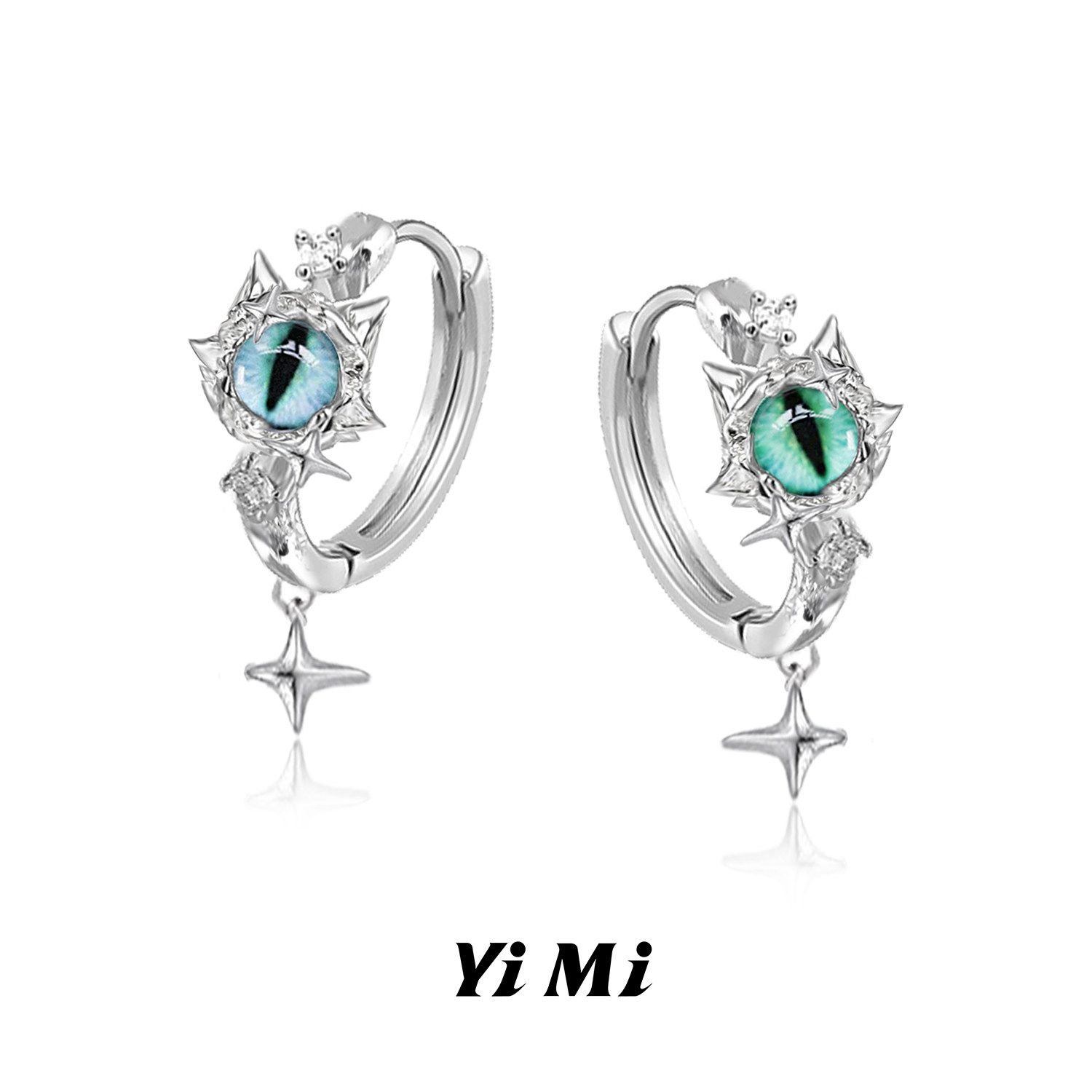 YiMi亦米原创设计甜酷辣妹小众恶魔眼睛耳扣个性高级感星芒耳环女