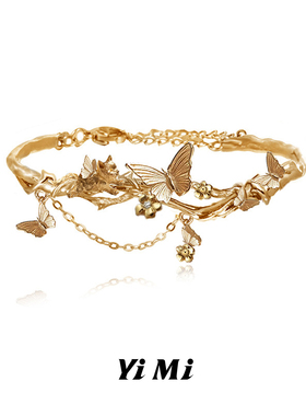 YiMi亦米原创喵系列甜美可爱时尚手环轻奢创意追蝴蝶猫猫手镯礼物