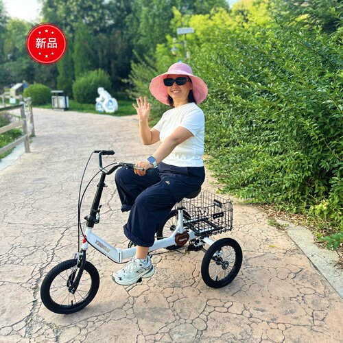 原真七彩成人三轮自行车轻便折叠