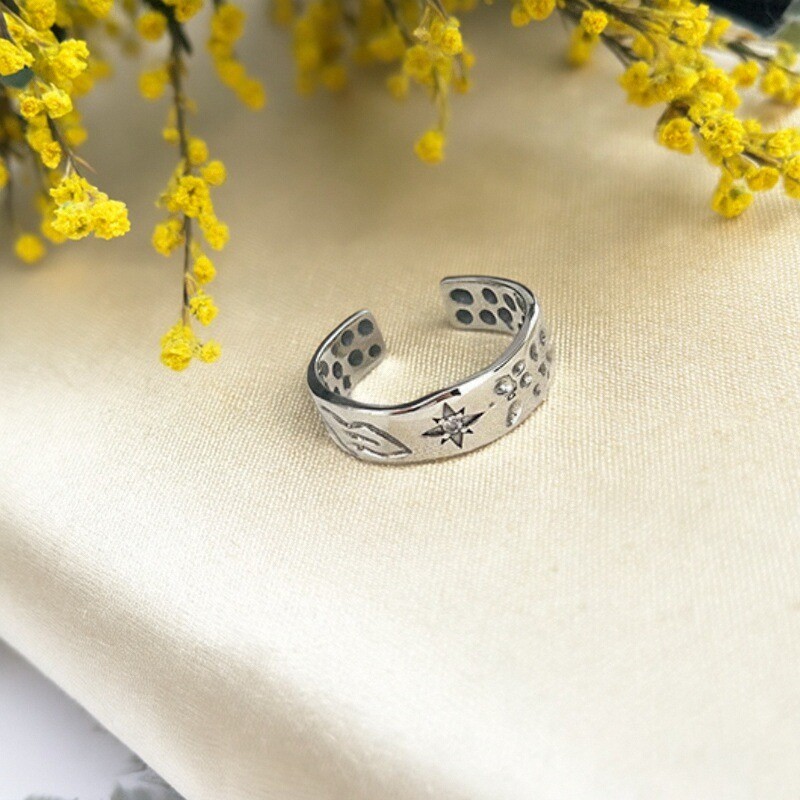 S925纯银指环女简约小众银饰戒指