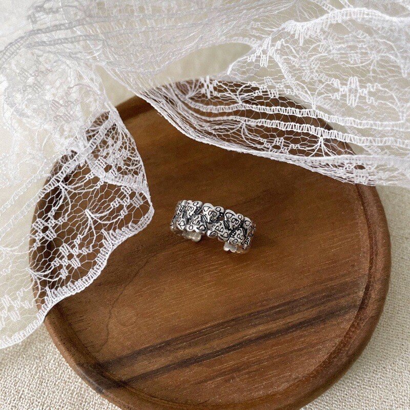 S925纯银爱心开口戒指可调节