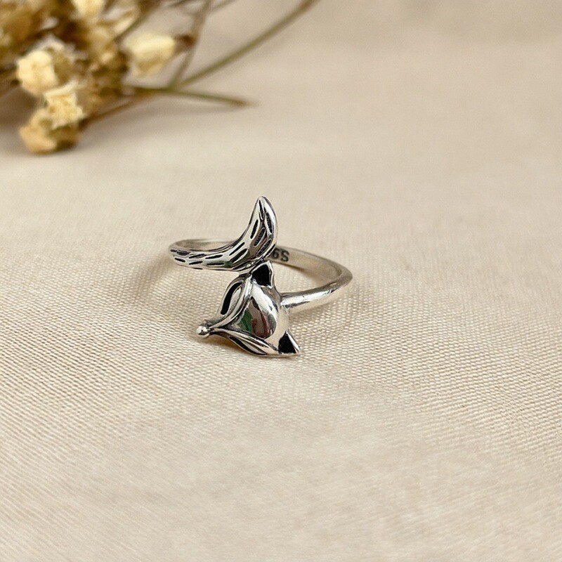 S925纯银狐狸戒指女韩国复古