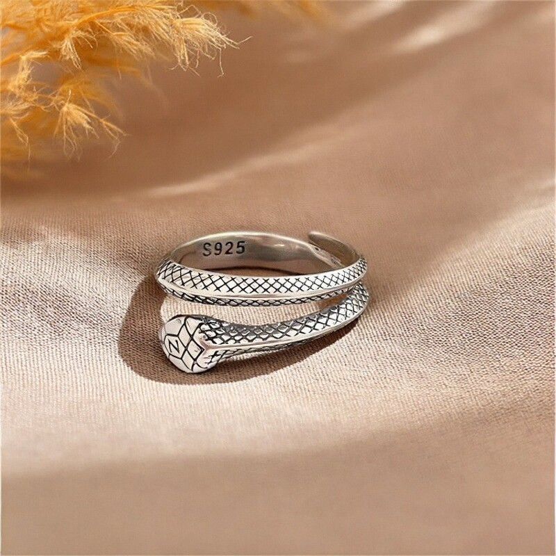 SweetGirl S925银小蛇开口交叉缠绕戒指女轻奢小众设计感开口指环