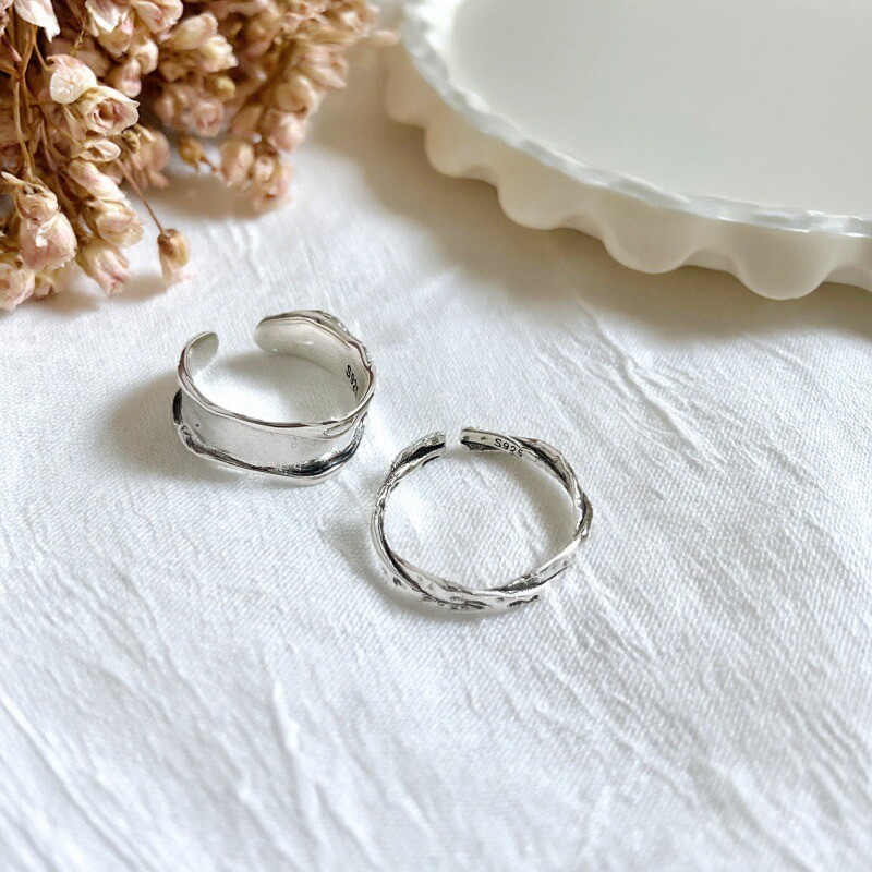 S925纯银开口戒指女韩国小众设计
