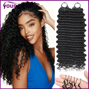 Feather Crochet Deep Wave Human Hair Extensions For Braiding